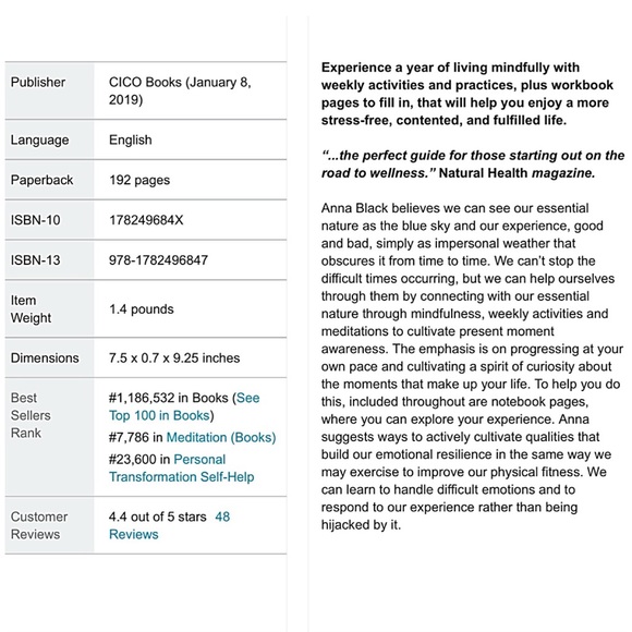 NEW A YEAR OF LIVING MINDFULLY Book Weekly Mindfulness Meditation Guide Activity - Picture 9 of 10